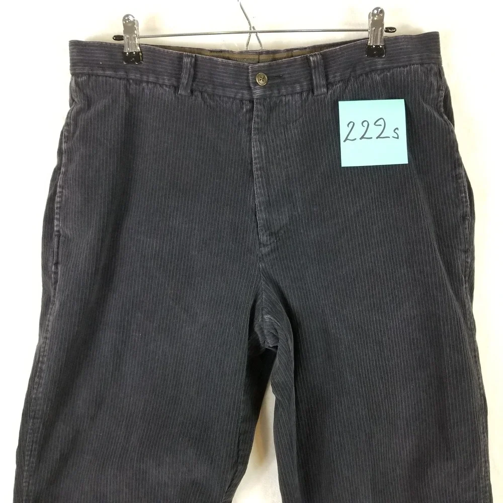 Tommy Bahama Mens 36 Silk Cotton Blend Corduroy Pants Charcoal Grey Flat Front‎